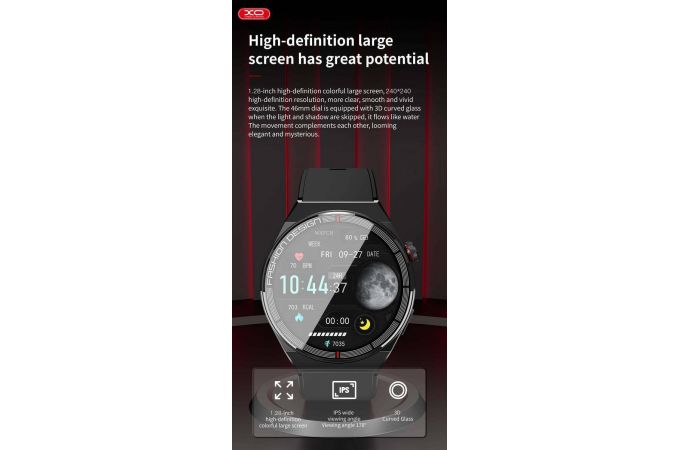 Смарт часы XO J1 Porsche Wireless Charging Sport Call (Чёрные)