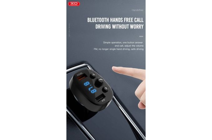 FM-Модулятор XO BCC03 18W Bluetooth+QC3.0 быстрая зарядка (Чёрный)