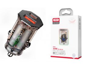 Автомобильное зарядное устройство АЗУ USB + Type-C XO CC50 transparent design PD20W+QC3.0 18W быстрая зарядка (Коричневый)