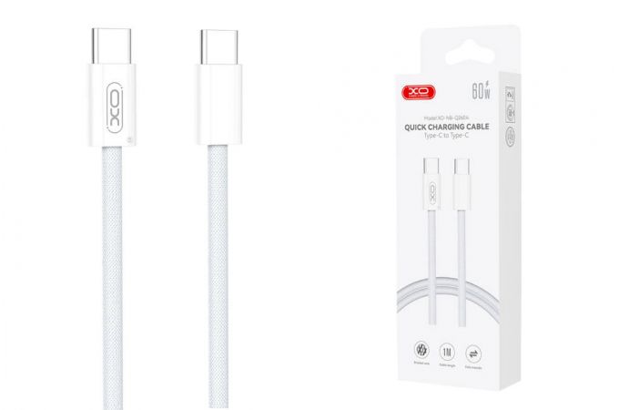 Кабель USB Type-C - USB Type-C XO NB-Q260A High-fashion 60W 1m braided data cable White