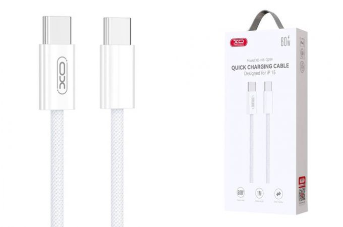 Кабель USB Type-C - USB Type-C XO NB-Q259 iPhone15 60W woven data cable White