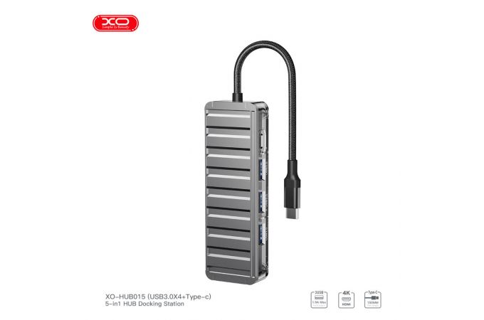 Разветвитель USB HUB XO HUB015 5in1 Multifunctional Docking Station Tranish+Transparent