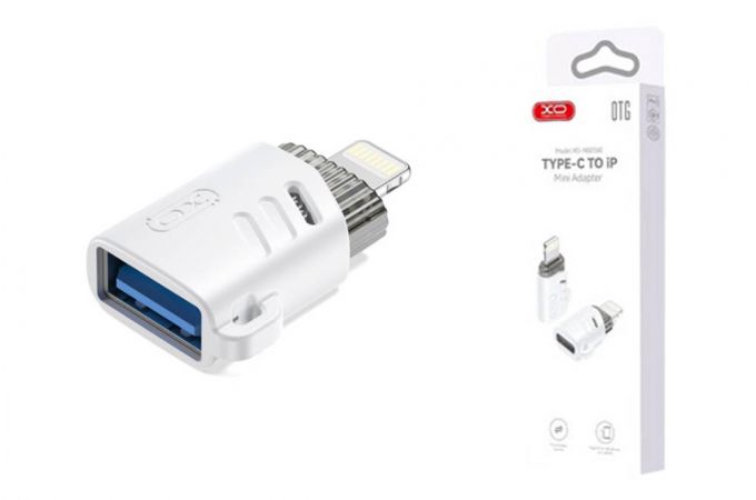 Переходник OTG XO NB256A USB-A Female to Apple OTG Adapter (with Lanyard) White