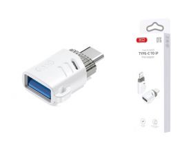 Переходник OTG XO NB256B USB-A Female to Type-c OTG Adapter (with Lanyard) White