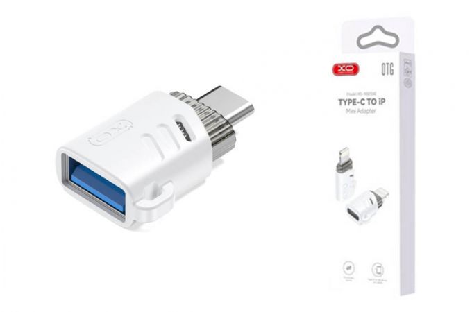 Переходник OTG XO NB256B USB-A Female to Type-c OTG Adapter (with Lanyard) White