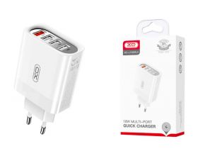 Сетевое зарядное устройство 4USB XO L100(EU)  fast charging charger 1USB QC3.0+3USB 2.4A White