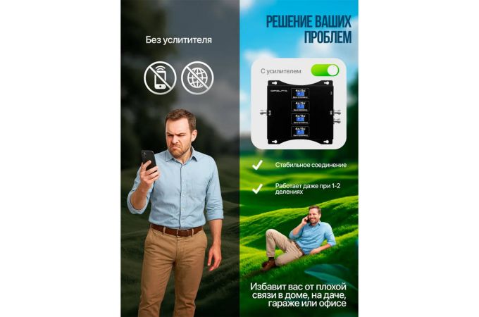 Усилитель GSM сигнала репитер Орбита OT-GSM04 Pro GSM набор (2G-900/ 3G-2100/4G-1800/4G-2600)