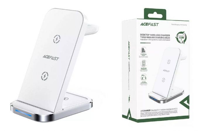 Беспроводное зарядное устройство ACEFAST E15 desktop 3-in-1 wireless charging stand (Белый)