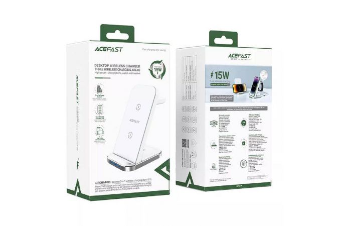 Беспроводное зарядное устройство ACEFAST E15 desktop 3-in-1 wireless charging stand (Белый)
