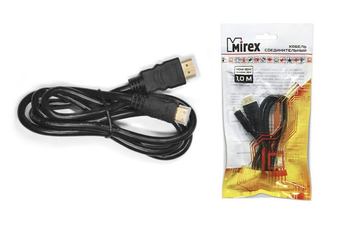 Кабель HDMI Mini - HDMI 1м Mirex (версия 1.4) 13700-MINIHD10 (1/15-1)