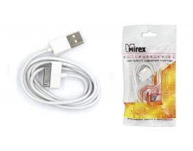 Кабель USB - Lightning 30-Pin Mirex (13700-AM30P10W) (iPhone 4) (белый) 1м