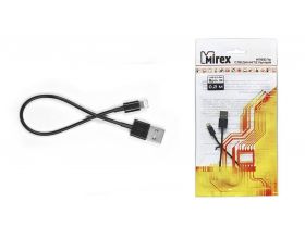 Кабель USB - Lightning Mirex (13700-AM8PM02B) (черный) 0.2м