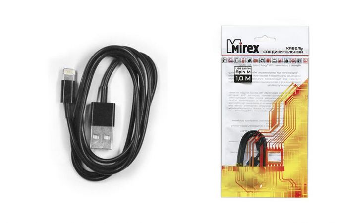 Кабель USB - Lightning Mirex (13700-AM8PM10B) (чёрный) 1м