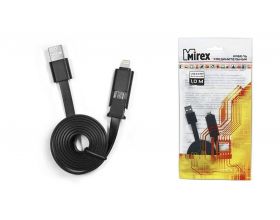 Кабель USB 2 в 1 Mirex USB 2.0 AM- 8pin (M)/microB (M) 1м (13700-AM8MC10B)