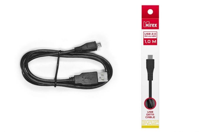 Кабель USB - MicroUSB Mirex, коробочная версия (13700-UMCR10BK) (черный) 1м