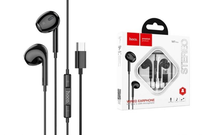 Наушники вакуумные проводные HOCO M1 Max crystal штекер Type-C (черный)