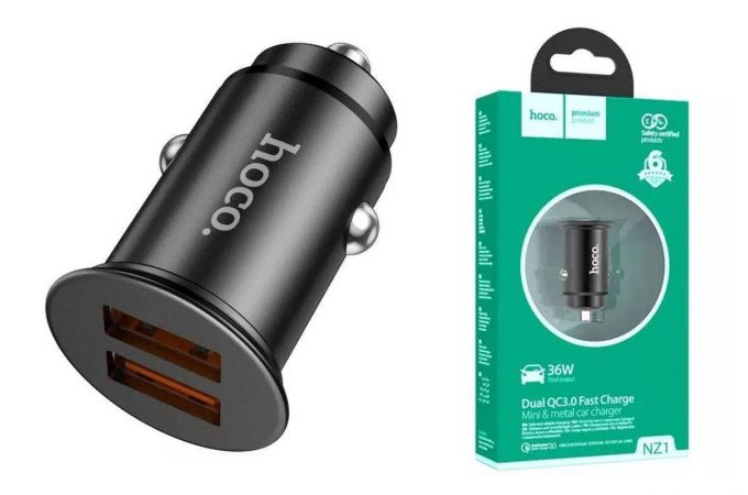 Автомобильное зарядное устройство АЗУ 2USB HOCO NZ1 Developer 36W double port QC3.0 (черный)