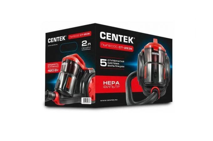 Пылесос CENTEK CT-2536 черно-красный 2400/420Вт, циклон,  телескоп. трубка