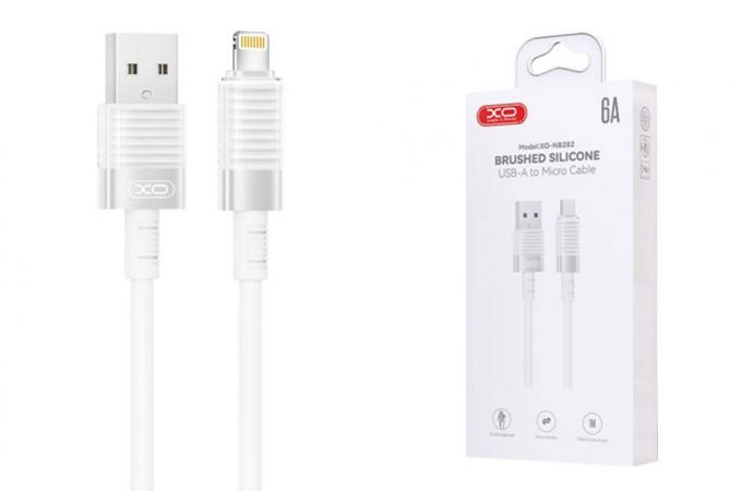 Кабель USB - Lightning XO NB282 Brushed Silicone 6A Fast Charging White