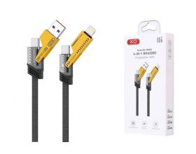 Кабель USB 4 в 1 XO NB283 4-in-1 Braided Flat Cable/Data Cable gray