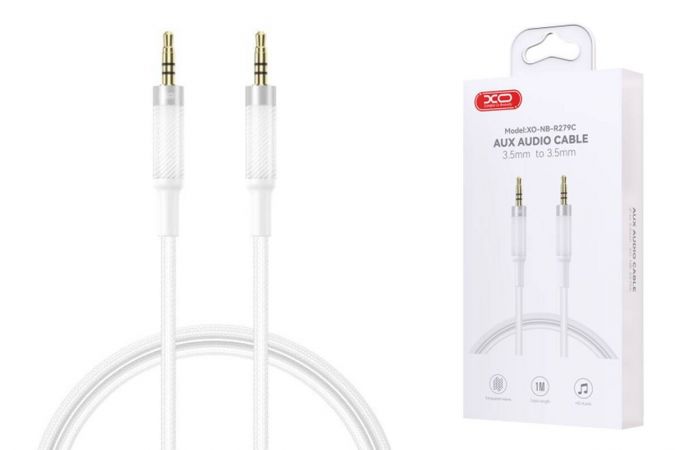 Кабель аудио AUX XO NB-R279C 3.5 to 3.5 Brushed Clear White