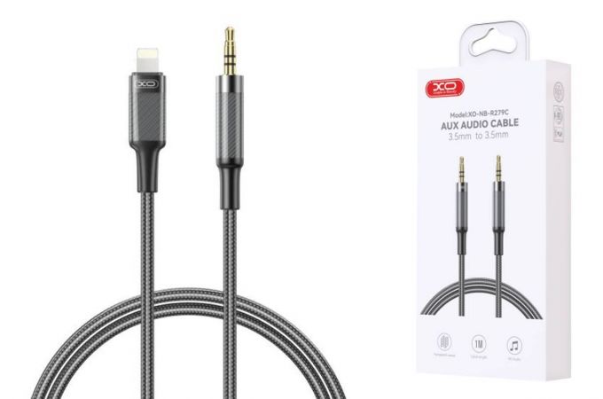 Кабель аудио AUX XO NB-R279C 3.5 to 3.5 Brushed Clear White