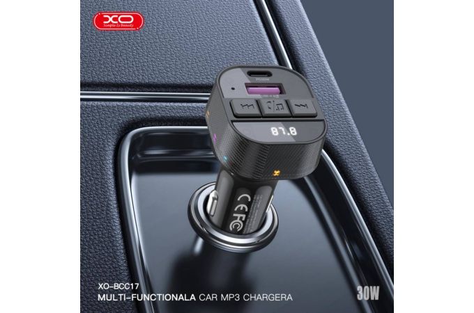 FM-Модулятор XO BCC17 плюс зарядка Smart Bluetooth MP3 A+C Dual Port PD30W Car Charger with Apple Suite (NB-Q273) Black