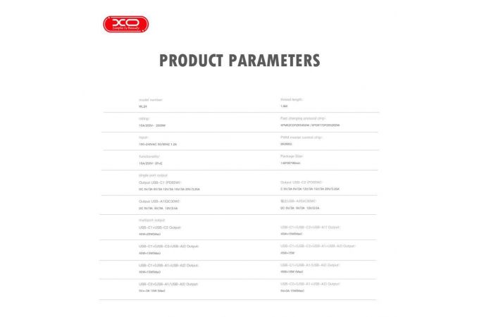 Сетевое зарядное устройство XO WL24(EU) 65W Fast Charging Desktop Charger Array Plug White