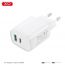 Сетевое зарядное устройство USB + USB-C + кабель Lightning-Type-C XO CE29 20W Fast Charger White