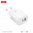 Сетевое зарядное устройство USB + USB-C + кабель Lightning-Type-C XO CE29 20W Fast Charger White