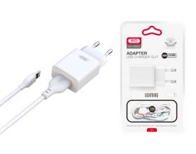 Сетевое зарядное устройство USB + кабель Lightning XO L99 EU 2.4A USB charger with Lighting cable White