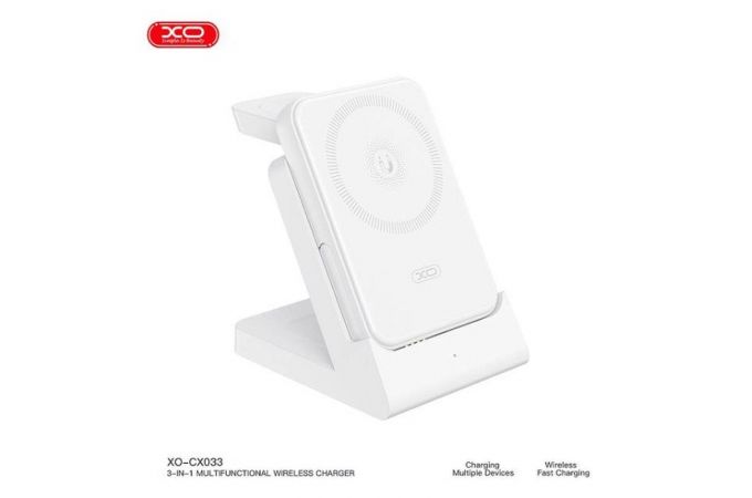 Беспроводное зарядное устройство XO CX033 Mobile Power+Wireless Charger 3-in-1 White