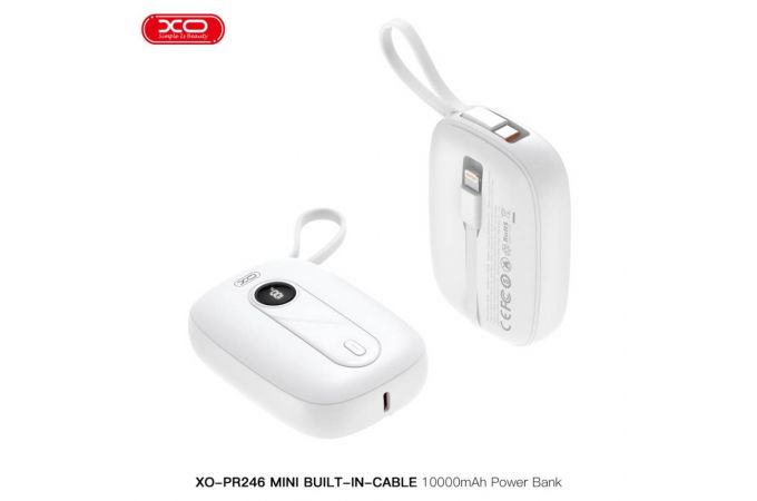 Универсальный дополнительный аккумулятор Power Bank XO PR246 22.5W Fully Compatible + PD20W TYPE-C, iP Cable 10000mAh White