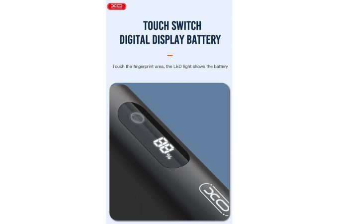 Универсальный дополнительный аккумулятор Power Bank XO PR155 PD20W+QC22.5W Metal Digital Display Touch Sensor Mini Fast Charging 10000mAh Black