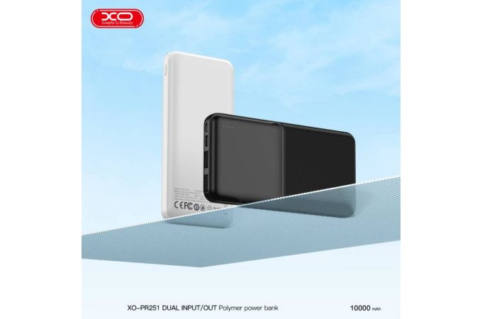 Универсальный дополнительный аккумулятор Power Bank XO PR251 Lighted Mobile Power 10000mAh Black