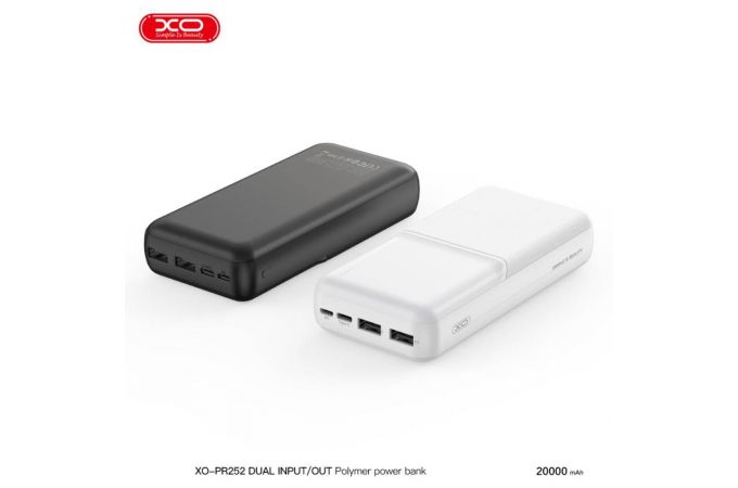 Универсальный дополнительный аккумулятор Power Bank XO PR252 Lighted Mobile Power 20000mAh White