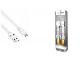 Кабель USB - MicroUSB HOCO U14 2,4A (белый) 1м (в оплетке,LED индикатор)
