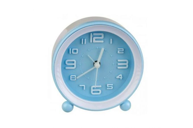 Часы-будильник Perfeo Quartz "PF-TC-007", круглые диам. 10,5 см, синие