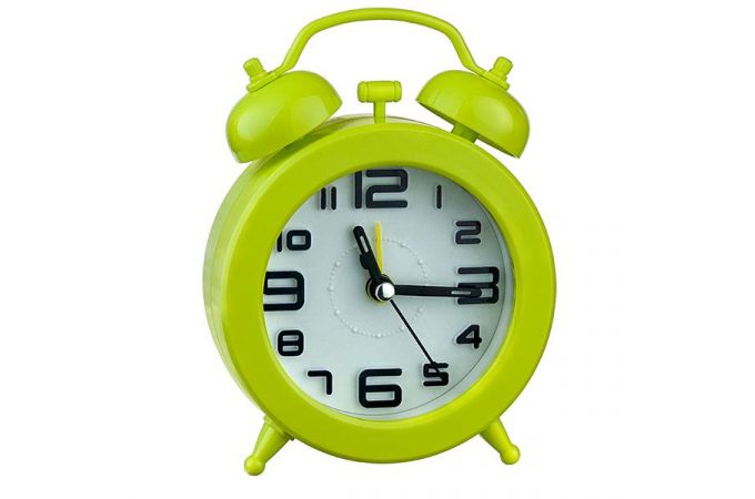 Часы-будильник Perfeo Quartz "PF-TC-015", круглые диам. 9,5 см, зелёные