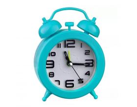 Часы-будильник Perfeo Quartz "PF-TC-015", круглые диам. 9,5 см, синие