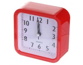 Часы-будильник Perfeo Quartz "PF-TC-019", квадратные 10*10 см, красные