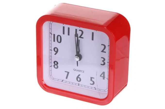 Часы-будильник Perfeo Quartz "PF-TC-019", квадратные 10*10 см, красные