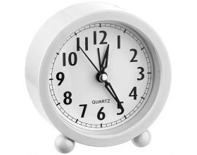 Часы-будильник Perfeo Quartz "PF-TC-020", круглые диам. 10 см, белые