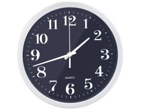Часы настенные Perfeo "PF-WC-002", круглые д. 25 см, белый корпус / чёрный циферблат