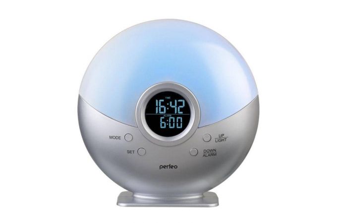 Часы настольные-ночник Perfeo "Night" с радио  (PF-S523G) PF_A4866 (серебристый)