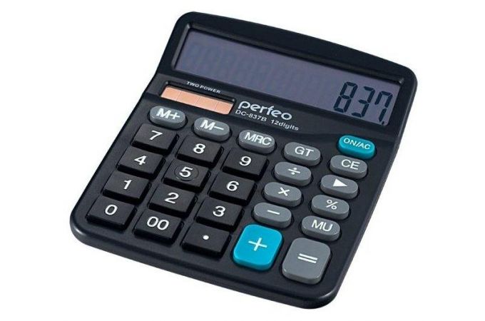 Калькулятор Perfeo PF_3286, бухгалтерский, 12-разр., GT, черный (DC-837B)