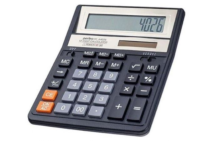 Калькулятор Perfeo PF_A4026, бухгалтерский, 12-разр., черный