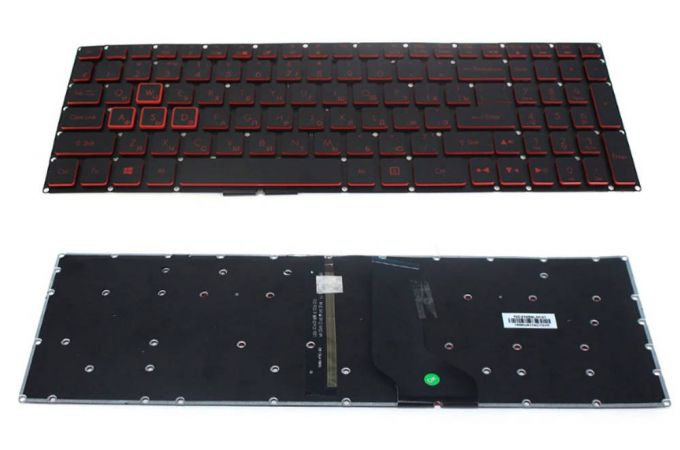 Клавиатура для ноутбука Acer Nitro AN515-51, AN515-52, AN515-53 черная, кнопки красные, с подсветкой