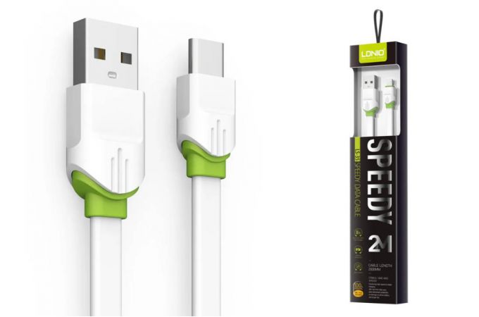 Кабель USB – USB Type-C LDNIO LS35/ USB кабель Type-C/ 2m/ 2.4A/ медь: 120 жил/ White