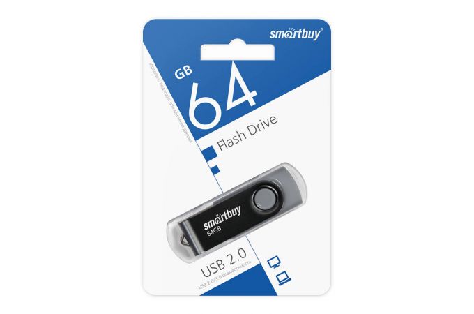 Флешка USB 2.0 SmartBuy Twist Black 64GB (SB064GB2TWK)